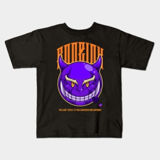 Violet Evil Emoji With Funny Text Smiling Smirking Grinning Kids T-Shirt